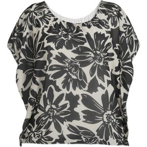 Z-one Gebloemde Top Clarissa Wit/zwart - Maat M/L