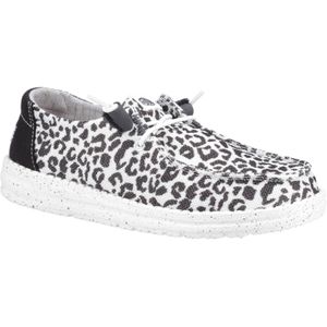 HEYDUDE Wendy Leopard Cotton Blend zwart/grijze damesschoenen