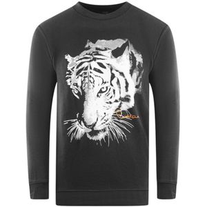 Cavalli Class Tiger Silhouette Logo Black Sweatshirt