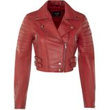 Brando - Bikerjack - Zwart - Dames - Leren Jasje - Gewatteerde Schouders