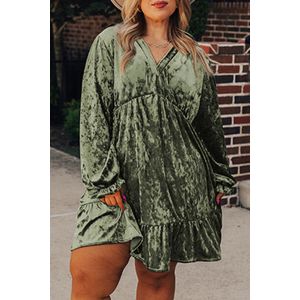 Geribbelde Zoom Fluwelen Jurk