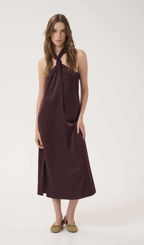 My Essential Wardrobe - Estellemw Long Dress - Jurk - Bruin - Knoopdetail