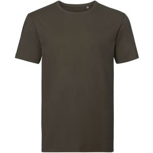 Russell Heren Authentiek Puur Organisch T-Shirt (Donkere Olijf) - Maat 2XL