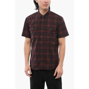 Geruit MESH-overhemd met korte mouwen in rood