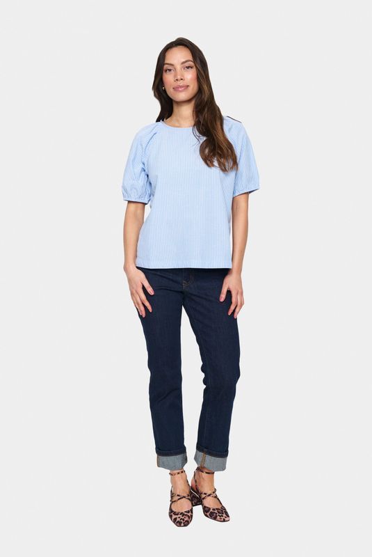 Blouse - Gestreept - Katoen - Losse Pasvorm - Knoopsluiting