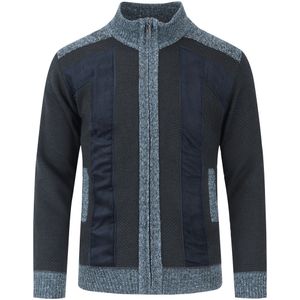 Herenvest met opstaande kraag en rits. Grof gebreide, gevoerde trui voor wintermarine