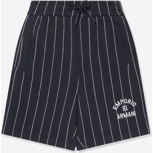 Emporio Armani Jongens Gestreepte Korte Broek In Marineblauw