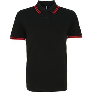 Asquith & Fox Heren Klassiek Fit getipt Poloshirt (Zwart / Rood)