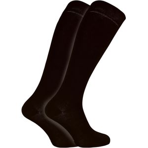 Set van 2 kniehoge bamboesokken met patroon voor dames - Zwart