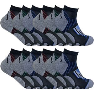 Sock Snob - 12 paar zwarte fietssokken voor heren - Zwart