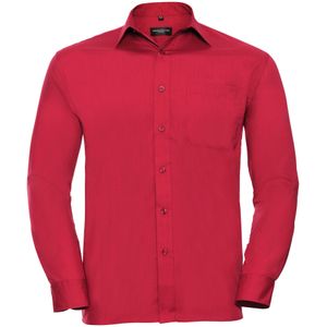Russell Collectie Herenshirt met lange mouwen (Klassiek rood)