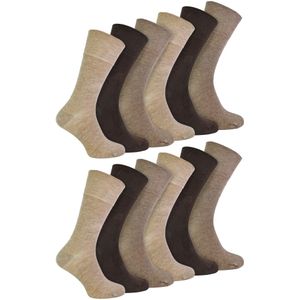 IOMI - 12 stuks naadloze bamboesokken voor diabetischei - Bruin