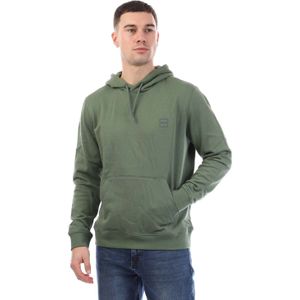 Men's Boss Wetalk Logo Patch Hoodie in Green