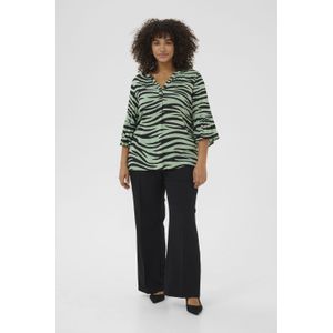 Blouse met korte mouwen Regular fit Green/Black Animal animal