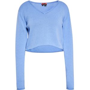 Mymo - Jumper - Blauw - Gebreide Trui - V-hals - Cropped Silhouet