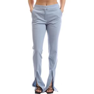 Dames Off White Wollen Blend Basic Slim Pants in Lichtblauw