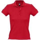 SOLS Vrouwen/dames Mensen Pique Korte Mouw Katoenen Poloshirt (Rood) - Maat S