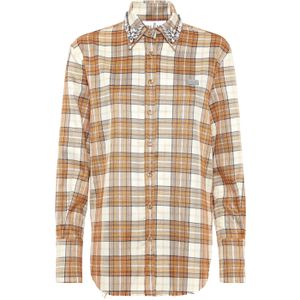 Philipp Plein - Checked Oversize Shirt LS Strass Flame - Overhemd - Bruin - Dames