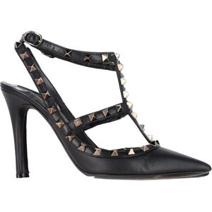 Valentino Garavani Rockstud 100 Caged Pumps in Zwart Kalfsleer