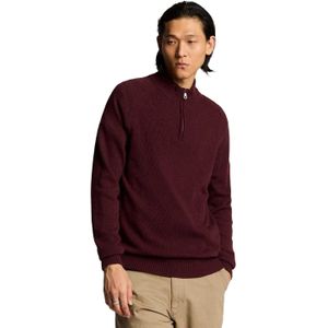 Lyle & Scott Heren Quarter Zip Zadelmouw Trui (Rood)