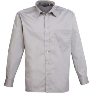 Premier Heren Premier Poplin Formeel Overhemd Met Lange Mouwen (Zilver)