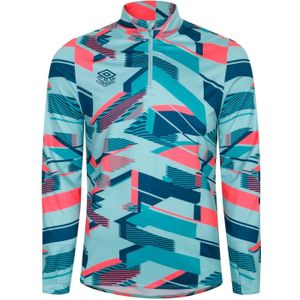 Umbro Heren Premier Graphic Print Warm Up Midlayer (Blauw/roze)