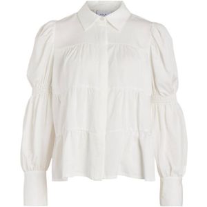 Rouge by Vila geweven blouse VIMELEK met plooien wit