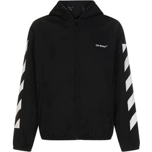 Off White - Striped Diag Logo Zip Jacket - Sweatshirt - Zwart