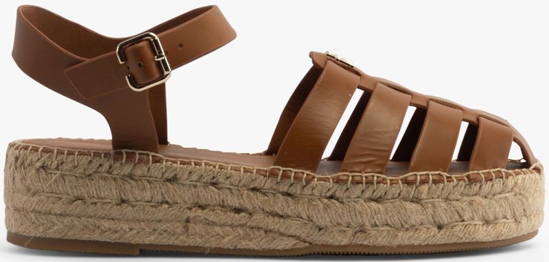 AUTHENTIEK LEER Dames Espadrilles Cognac Bruin