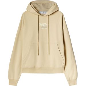 Off-White - Hoodie - Beige - Scriptlogo - Skate Fit