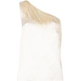 Pinko - Top Barkeria - Wit - Aansluitende Snit - Asymmetrische Snit