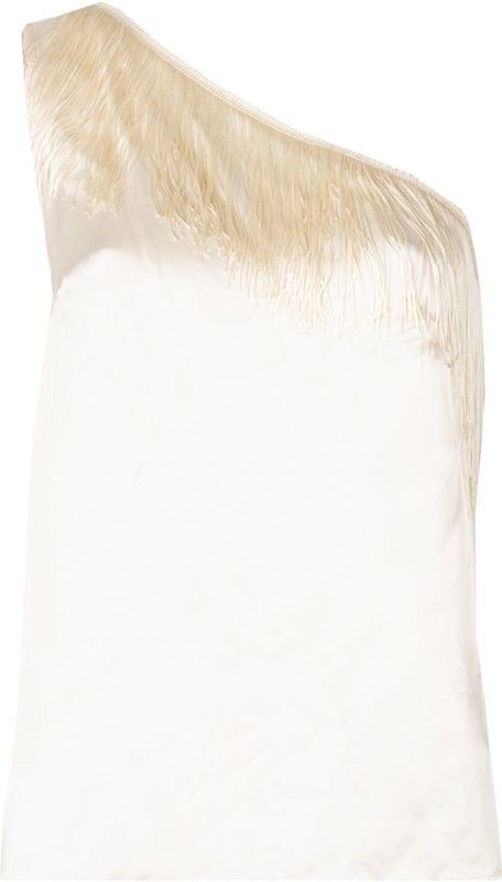 Pinko - Top Barkeria - Wit - Aansluitende Snit - Asymmetrische Snit