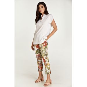Capri Broeken - Gebloemde Katoenen Broek - Aardetinten - 7/8 Lengte