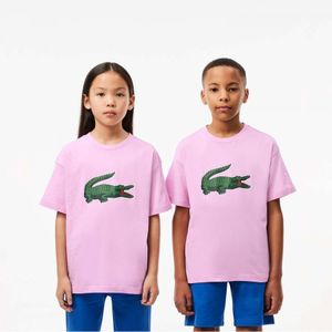 Kinder Lacoste Juniors T-shirt in katoen met grafische print in roze