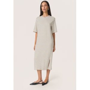Jersey jurk Straight fit White and Elm Stripe brown white