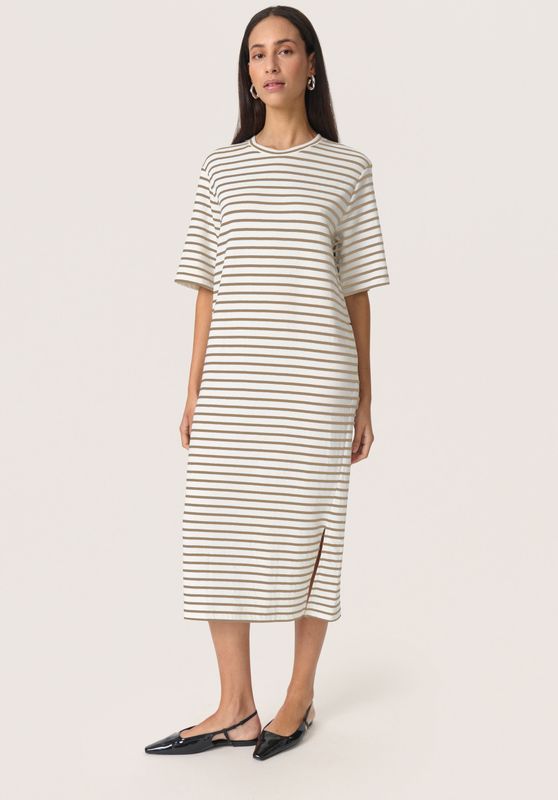 Jersey jurk Straight fit White and Elm Stripe brown white