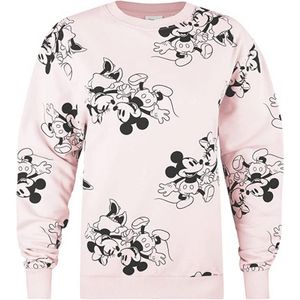 Disney Dames/dames Mickey & Minnie Mouse Sweatshirt (Lichtroze/Zwart) - Maat L