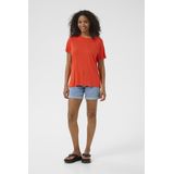Kaffe - Grenadine - T-shirt - Oranje - Dames - Korte Mouwen - Linnen