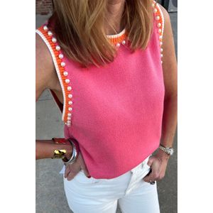 Gebreide Mouwloze Parelsweater