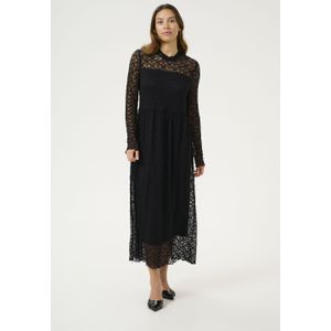 Jurk - Regular Fit - Zwart - Midi Lengte - Lange Mouwen
