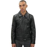 Leren Jas - Zwart - Echte Koeienhuid - Klassieke Overhemdkraag