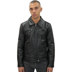 Leren Jas - Zwart - Echte Koeienhuid - Klassieke Overhemdkraag