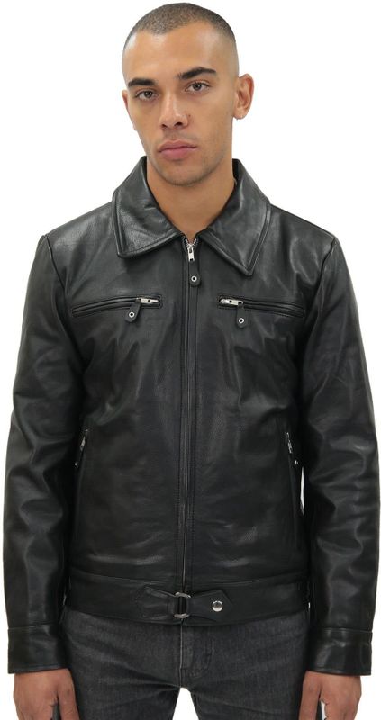 Leren Jas - Zwart - Echte Koeienhuid - Klassieke Overhemdkraag