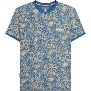 Lambretta Heren SS25 Paisley T-shirt (Donkerblauw/Crème)