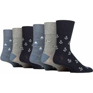 6 Pack Heren Niet-Elastische Vierkante Patroon Katoenen Sokken voor Slechte Circulatie