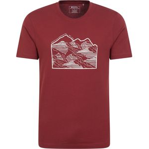 Mountain Warehouse - Heren Lineair - T-Shirt - Donkere Bourgogne - 100% Biologisch Katoen