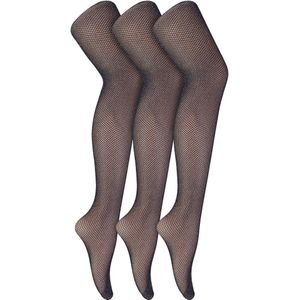 Sock Snob - Dames Fishnet Panty's 3 Paar | Stijlvolle Kousen voor Dansfeesten - Zwart Zilver