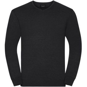 Russell Collection Heren Gebreid V Hals Sweatshirt (Houtskool mergel)