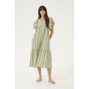 Jurk A-shape Green Stripe multicolour