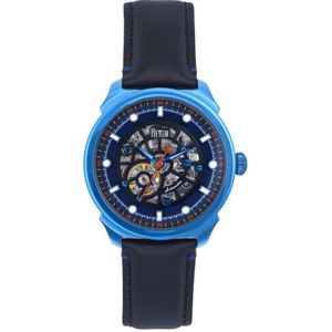 Reign Weston Automatisch horloge met geskeletteerde lederen band - blauw/zwart